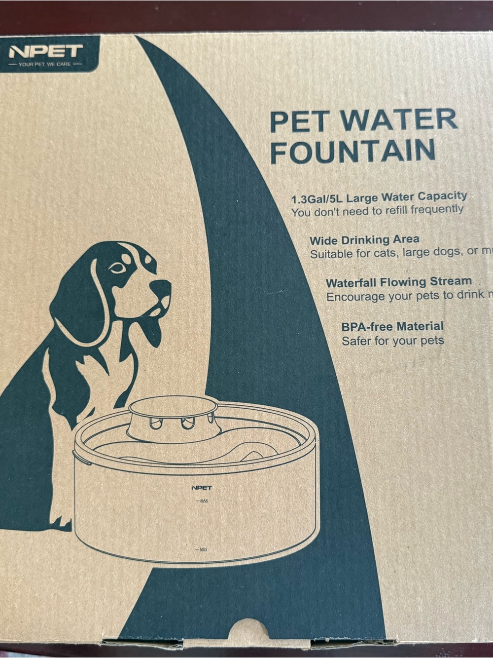 Pet Water Fountain - Black - Large Capacity Dog & Cat Waterer